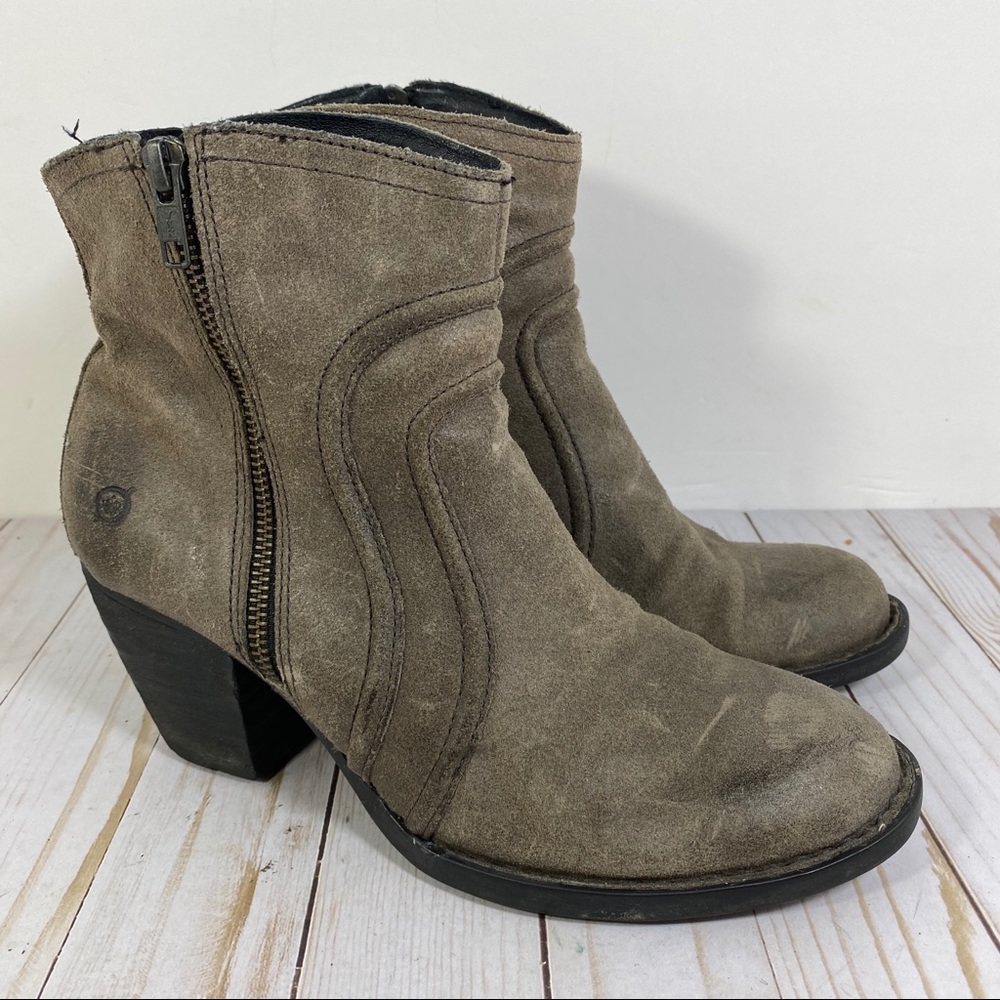 Born Taupe Suede Distressed Booties 9.5